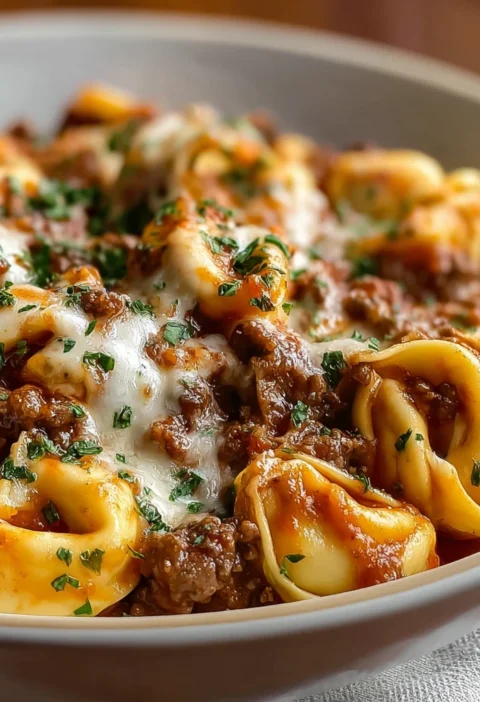 Beef Cheesesteak Tortellini Rich Provolone Sauce