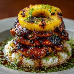 Best Hawaiian Huli Huli Chicken Stack