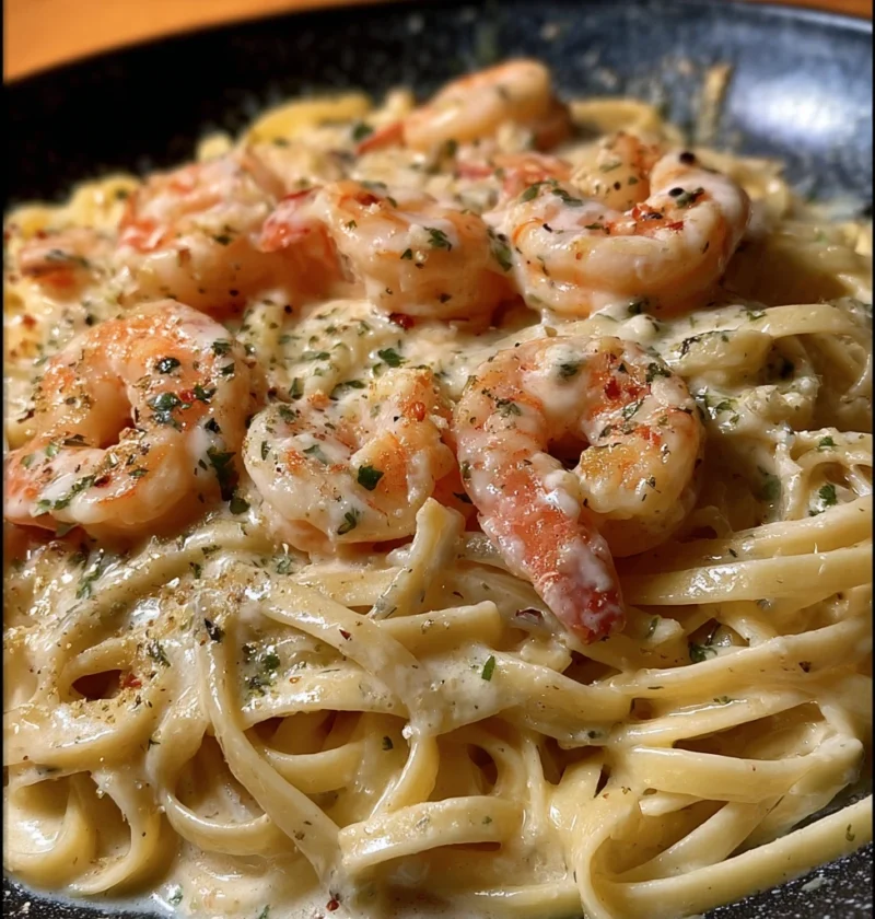 Creamy Garlic Shrimp Alfredo Pasta Delight