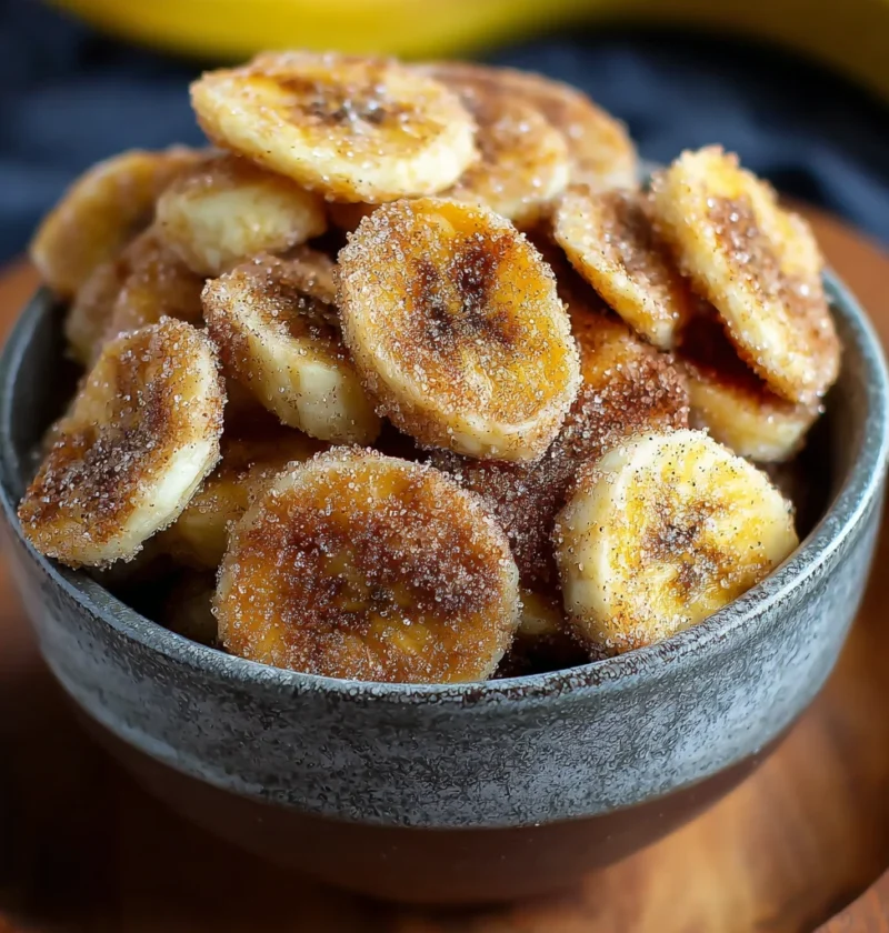 Crispy Cinnamon Sugar Air Fryer Banana Chips Snack
