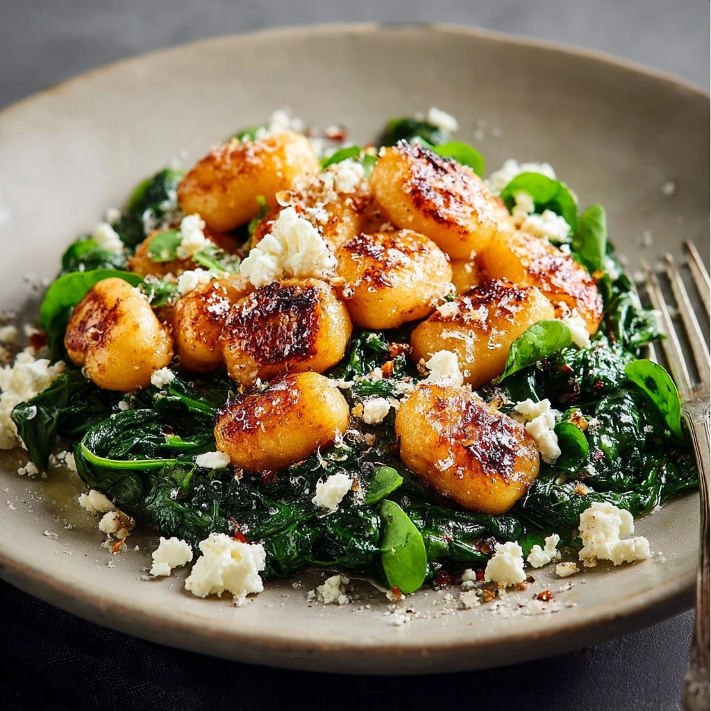 Crispy Gnocchi with Spinach and Feta Recipe
