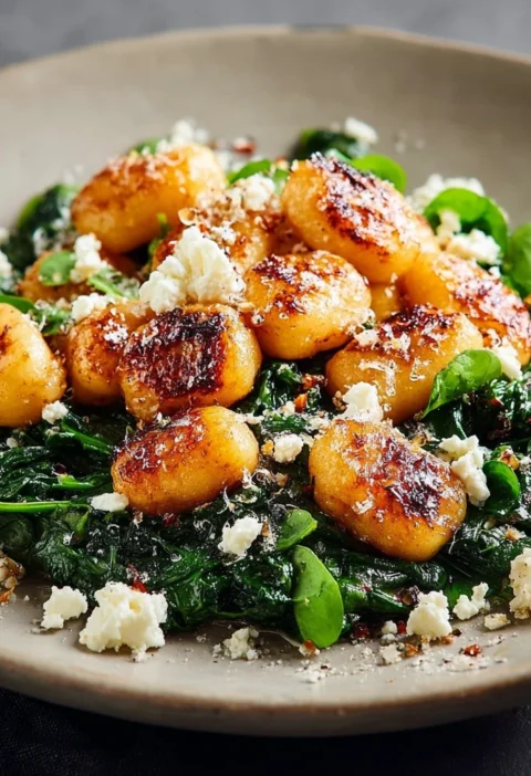 Crispy Gnocchi Spinach Feta Recipe Easy Crispy Gnocchi With Spinach How To Make Crispy Gnocchi At Home Best Spinach Feta G...
