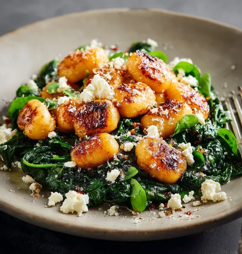 Crispy Gnocchi Spinach Feta Recipe Easy Crispy Gnocchi With Spinach How To Make Crispy Gnocchi At Home Best Spinach Feta G...