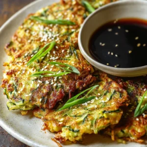 Crispy Zucchini Scallion Pancakes with Soy Dipping Sauce: A Must-Try Recipe!