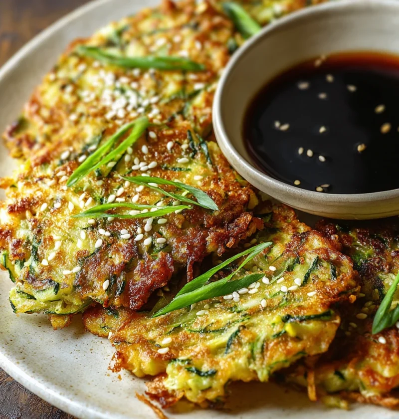 Crispy Zucchini Scallion Pancakes Soy Dipping Sauce Musttry