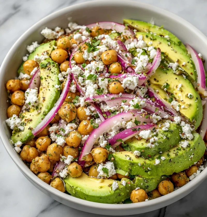 Easy Chickpea Feta Avocado Salad Recipe Healthy Chickpea Avocado Feta Salad Mediterranean Chickpea Salad With Feta And Avo...