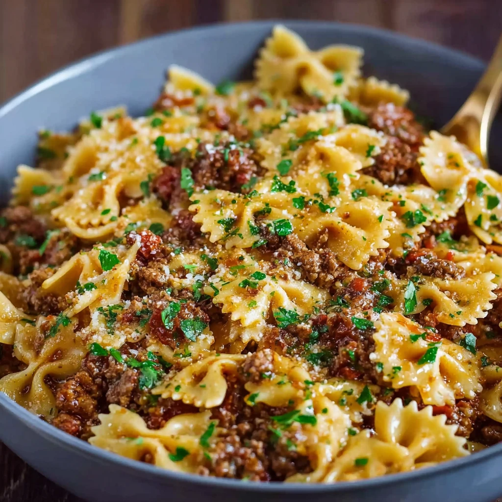 Garlic Butter Bowtie Pasta with Ground Beef – Quick 30-Minute Family Dinner