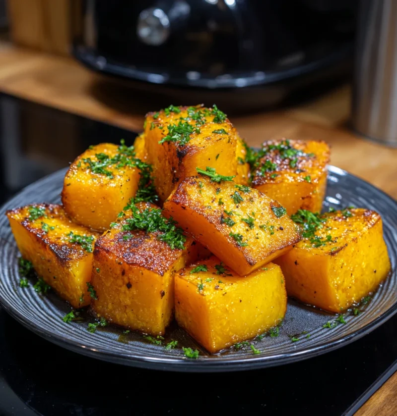 Air Fryer Butternut Squash Recipe Crispy Air Fryer Butternut Squash Cubes Easy Butternut Squash Air Fryer Recipe Best Spic...