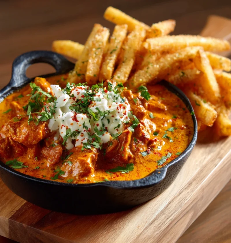 Butter Chicken Garlic Sauce Recipe Crispy Fries With Butter Chicken Best Butter Chicken Garlic Sauce Homemade Crispy Fries...
