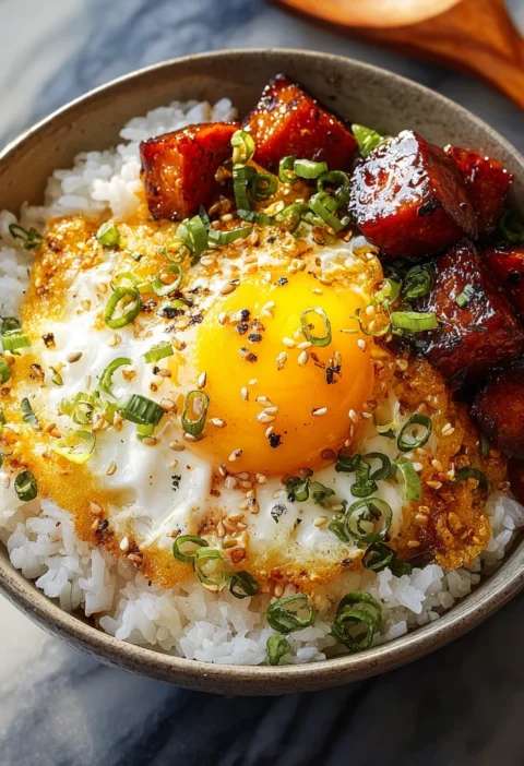 Caramelized Spam And Eggs Recipe Best Caramelized Spam Rice Bowl How To Make Caramelized Spam Easy Caramelized Spam And Eg...