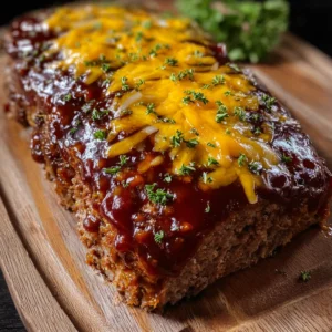 Cheesy Cowboy Meatloaf with Pinto Beans and Chili Glaze