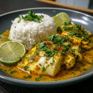 Coconut Lime Fish Curry with Jasmine Rice