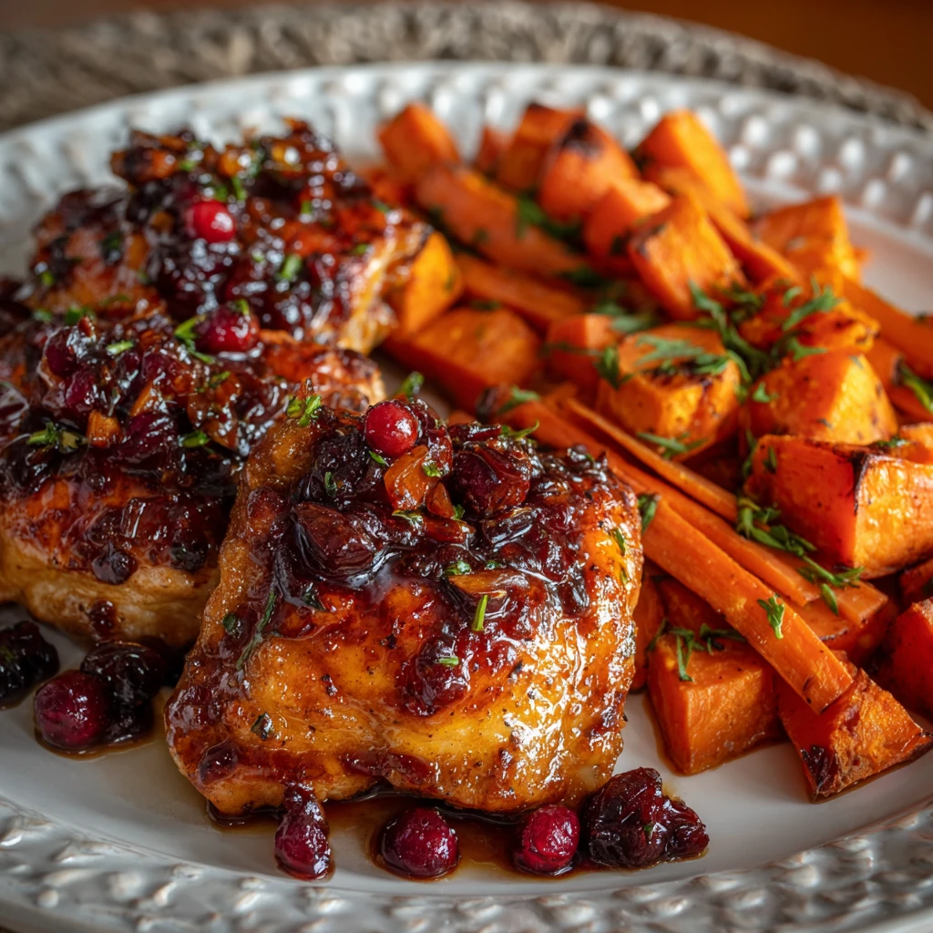 Cranberry Glazed Chicken with Carrots & Sweet Potatoes