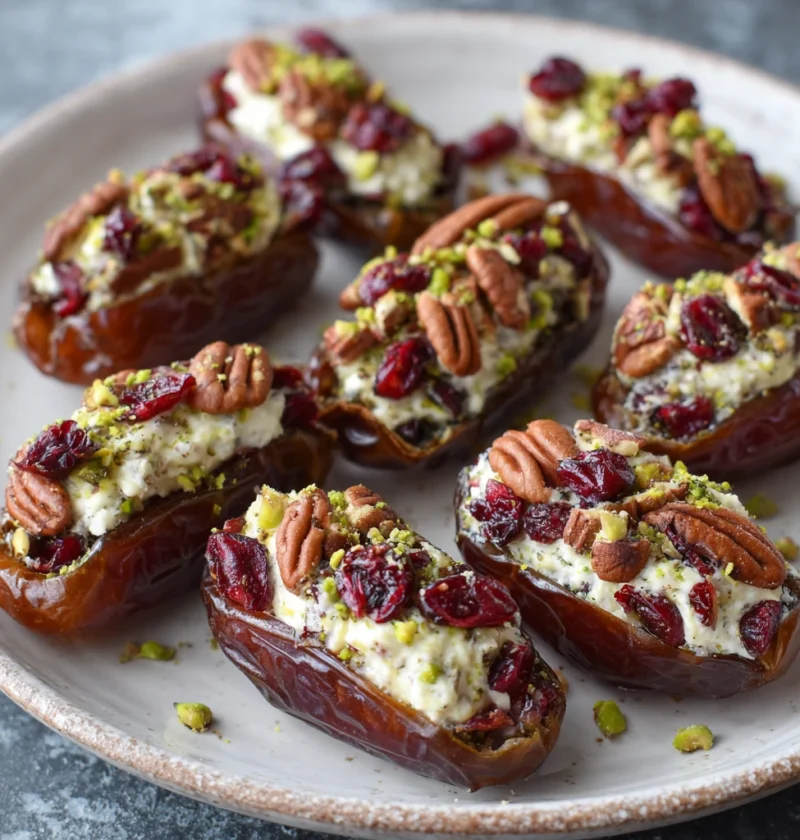 Cranberry Pecan Cream Cheese Stuffed Dates Recipe Easy Cranberry Pecan Stuffed Dates Healthy Stuffed Dates With Cream Chee...