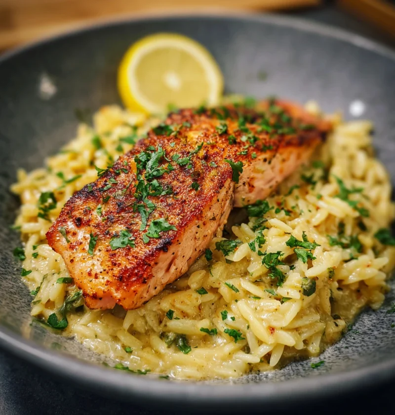 Creamy Lemon Orzo Salmon