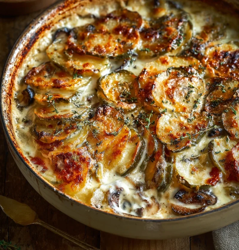 Creamy Mushroom Bacon Gratin Recipe Best Bacon Root Vegetable Gratin Ultimate Comfort Food Mushroom Gratin Low Carb Creamy...