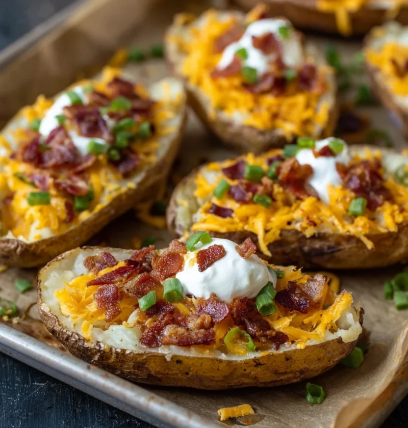 Easy Cheesy Potato Skins Recipe Best Cheesy Game Day Snacks Homemade Potato Skins With Cheese Loaded Potato Skins Game Day...