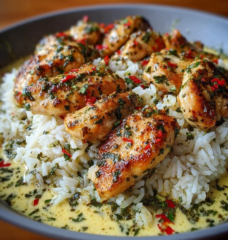 Easy Creamy Chicken Scampi Rice Recipe Best Garlic Chicken Scampi With Rice Homemade Chicken Scampi Garlic Sauce Low Fat C...