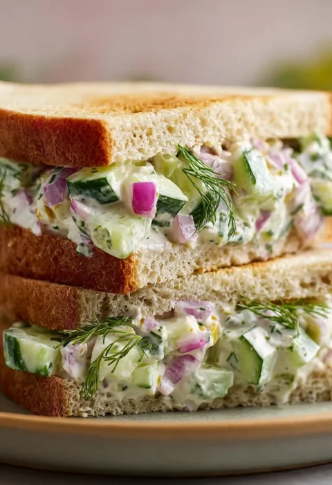Easy Cucumber Salad Sandwich Recipe Creamy Cucumber Sandwich Spread Refreshing Cucumber Tea Sandwiches Low-calorie Cucumbe...