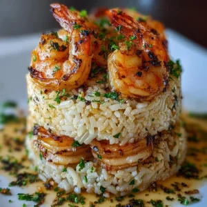 Garlic Butter Shrimp Rice Stack