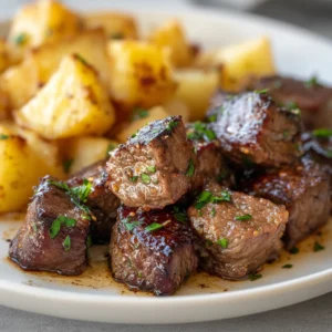 Garlic Butter Steak Bites & Potatoes Recipe