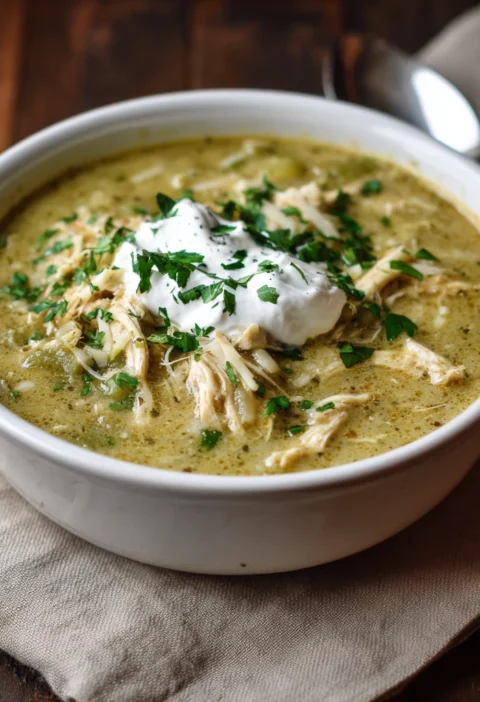 Easy Green Chicken Enchilada Soup Recipe Low-fat Green Chicken Enchilada Soup Slow Cooker Green Enchilada Soup Instant Pot...