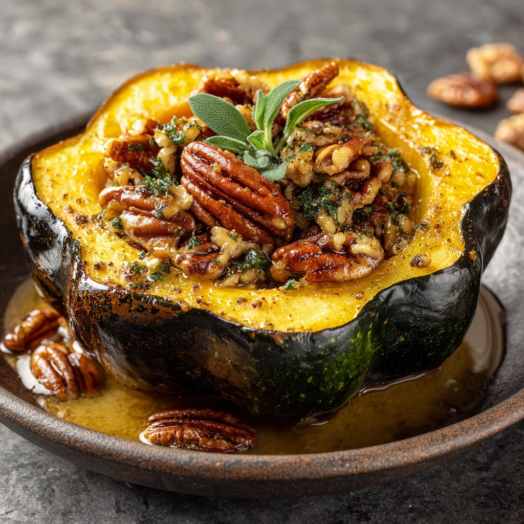 Maple Pecan Roasted Acorn Squash Recipe