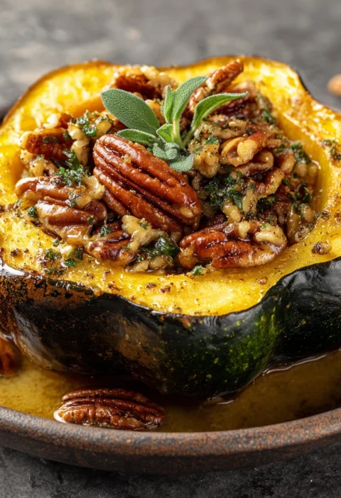 Easy Maple Pecan Acorn Squash Recipe Vegan Maple Pecan Roasted Acorn Squash Gluten-free Maple Pecan Acorn Squash Best Roas...