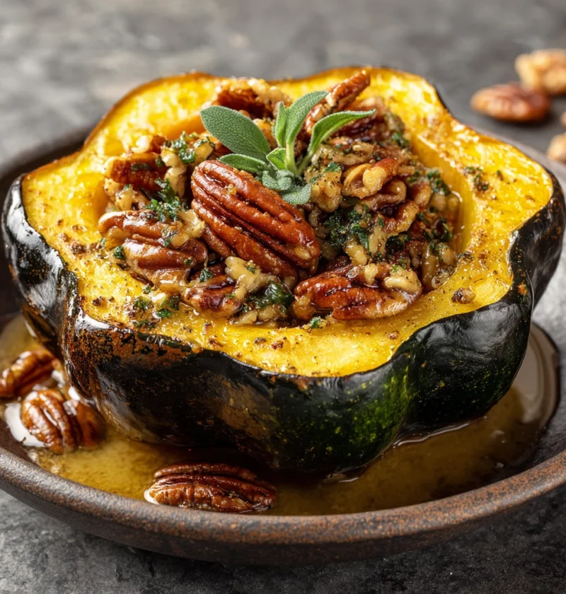 Easy Maple Pecan Acorn Squash Recipe Vegan Maple Pecan Roasted Acorn Squash Gluten-free Maple Pecan Acorn Squash Best Roas...