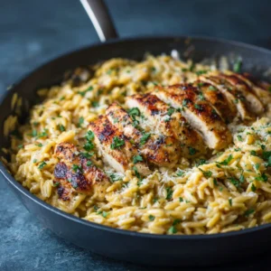One-Pot Cajun Chicken Alfredo Orzo