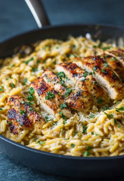 Easy One-pot Cajun Chicken Alfredo Orzo Recipe Healthy Cajun Chicken Alfredo Orzo Skillet Best Cheese For Cajun Chicken Or...