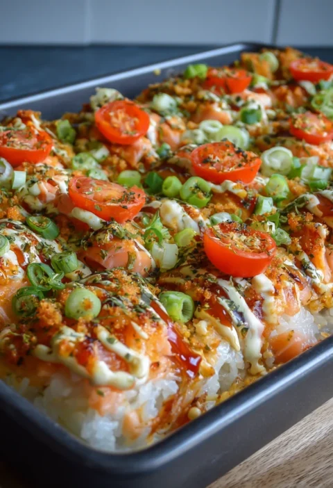 Spicy Salmon Sushi Bake Recipe Dinner Idea