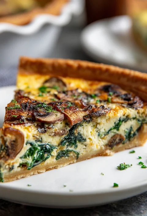 Easy Spinach Mushroom Quiche Recipe Homemade Savory Quiche Ideas Best Spinach And Mushroom Quiche Low Carb Spinach Quiche ...