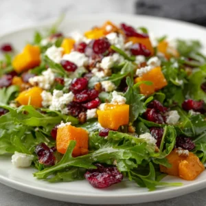 Festive Mixed Green Salad with Cranberries Feta