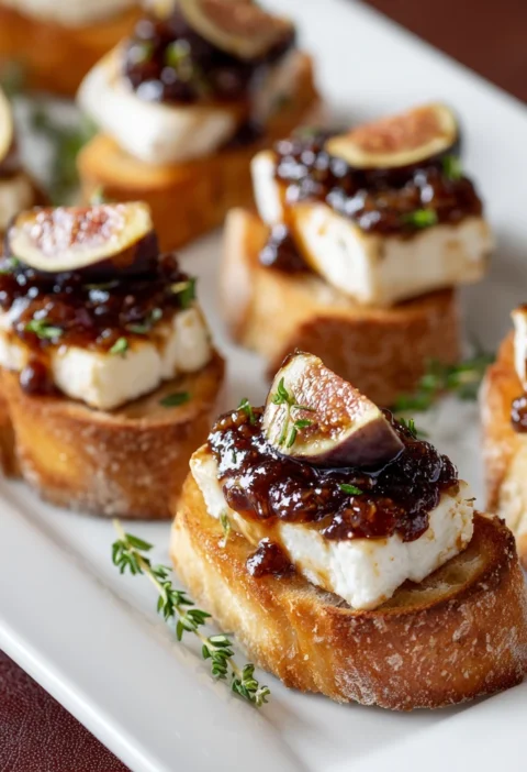 Fig And Brie Crostini Recipe Easy Fig Brie Crostini Appetizer Elegant Holiday Appetizer Ideas Make Ahead Fig Brie Crostini...