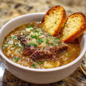 French Onion Beef Short Rib Soup
