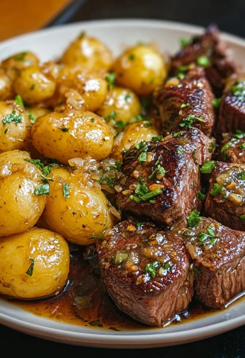 Garlik Butter Steak Potatoes Home Made