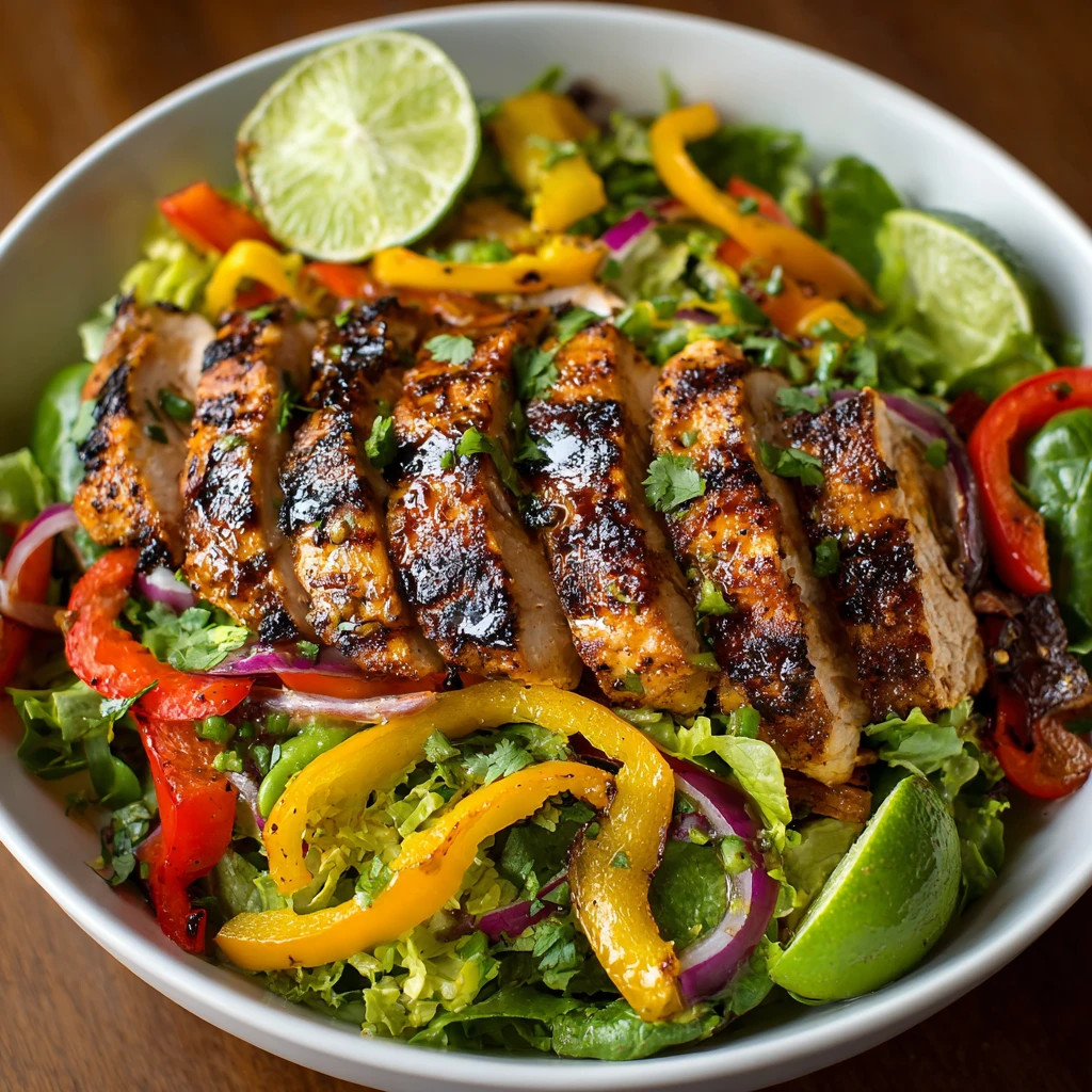 Grilled Chili Lime Chicken Fajita Salad