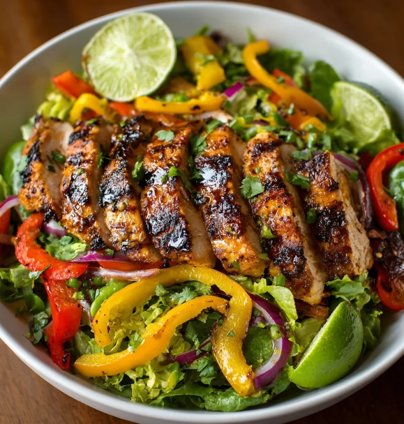 Grilled Chili Lime Chicken Fajita Salad