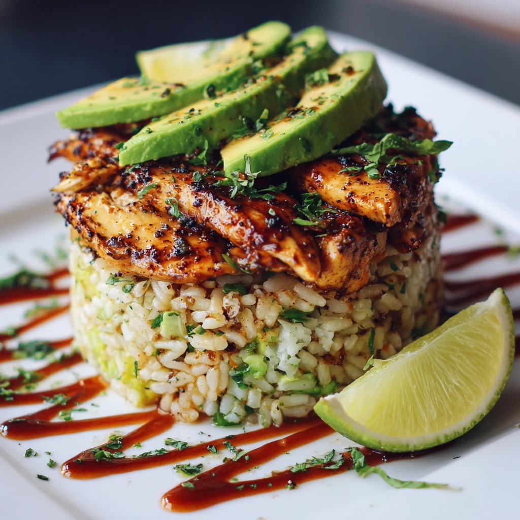 Honey Lime Chicken & Avocado Rice Stack