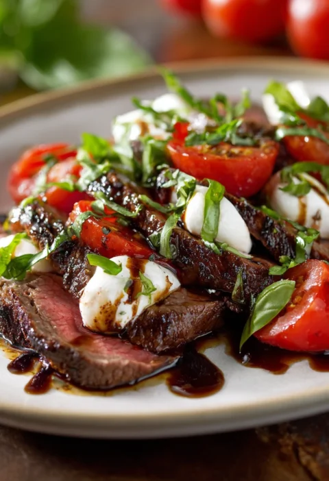 How To Cook Juicy Flank Steak Caprese Best Balsamic Dressing For Steak Caprese Flank Steak Caprese Salad Recipe Low Carb F...
