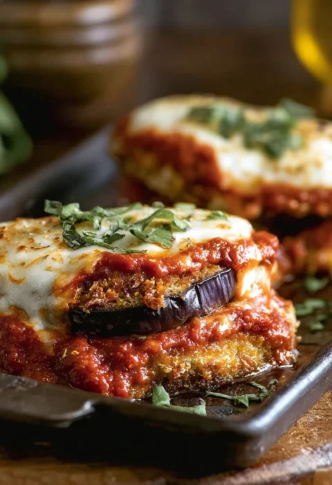Lightened Chicken Parmesan Recipe Eggplant And Chicken Parmesan Bake Healthy Chicken Eggplant Parmesan Low-calorie Chicken...