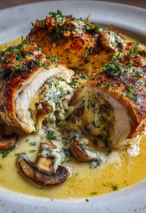 Mushroom Cheese Stuffed Chicken Recipe Garlic Butter Sauce Chicken Recipe Low Carb Stuffed Chicken Breast Easy Mushroom St...