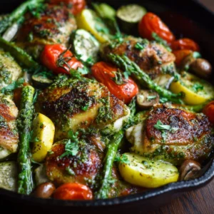One Pan Pesto Chicken and Veggies