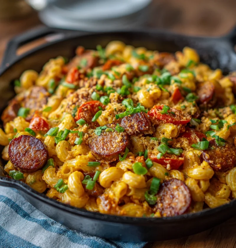 Oneskillet Smoky Cajun Sausage Cheese Mac