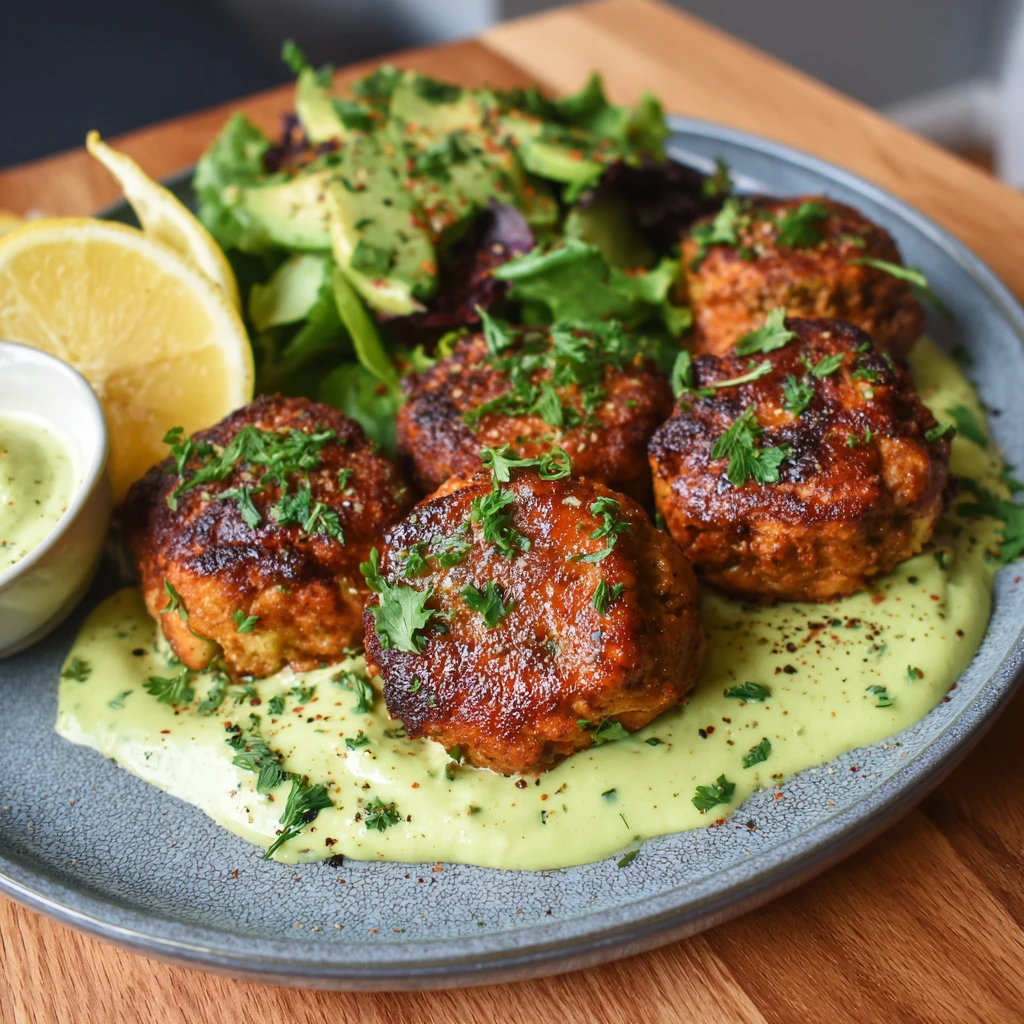 Salmon Balls with Creamy Avocado Sauce: Healthy Dinner