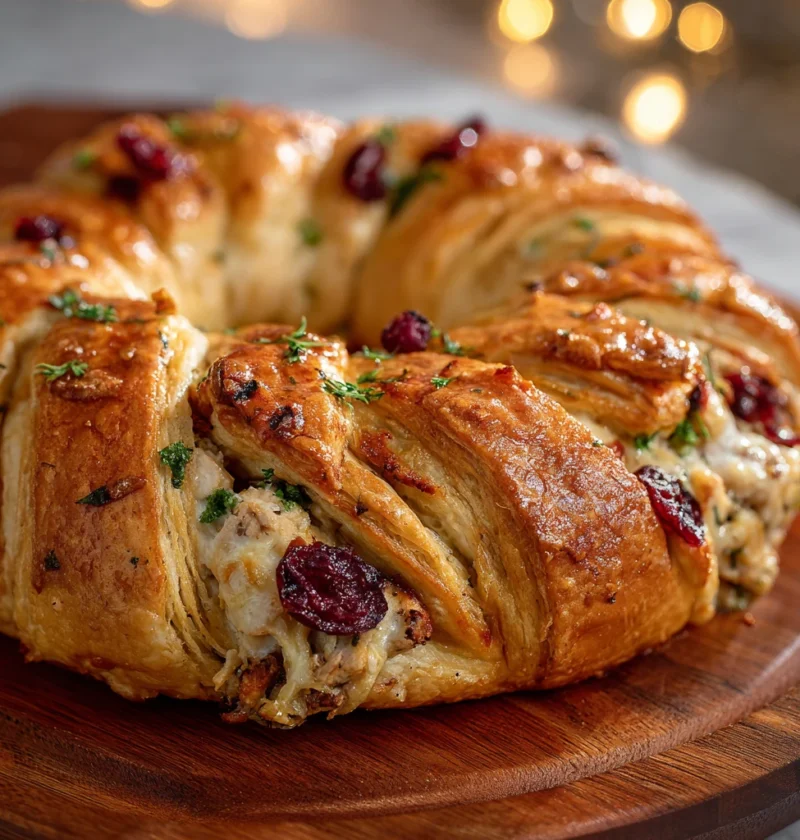 Savory Turkey Cranberry Crescent Ring Recipe How To Make Turkey Cranberry Crescent Ring Best Turkey Cranberry Crescent Rol...