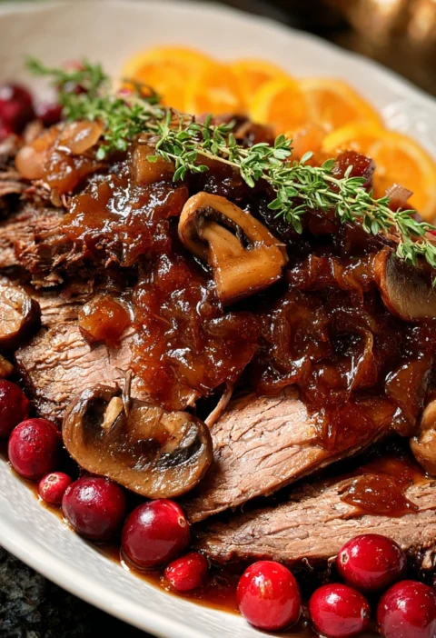 Slow Cooker Cranberry Mushroom Beef Brisket Recipe Best Cranberry Mushroom Beef Brisket How To Make Beef Brisket With Cran...