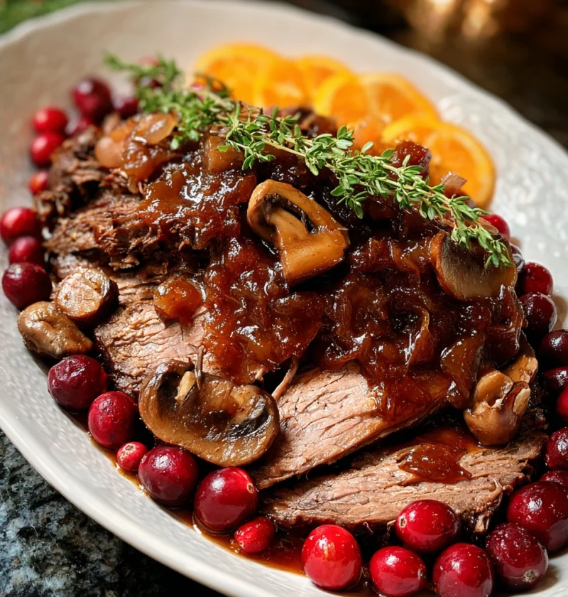 Slow Cooker Cranberry Mushroom Beef Brisket Recipe Best Cranberry Mushroom Beef Brisket How To Make Beef Brisket With Cran...