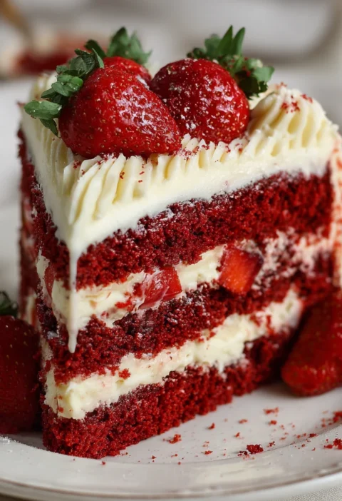 Strawberry Red Velvet Cream Cake Irresistible Recipe